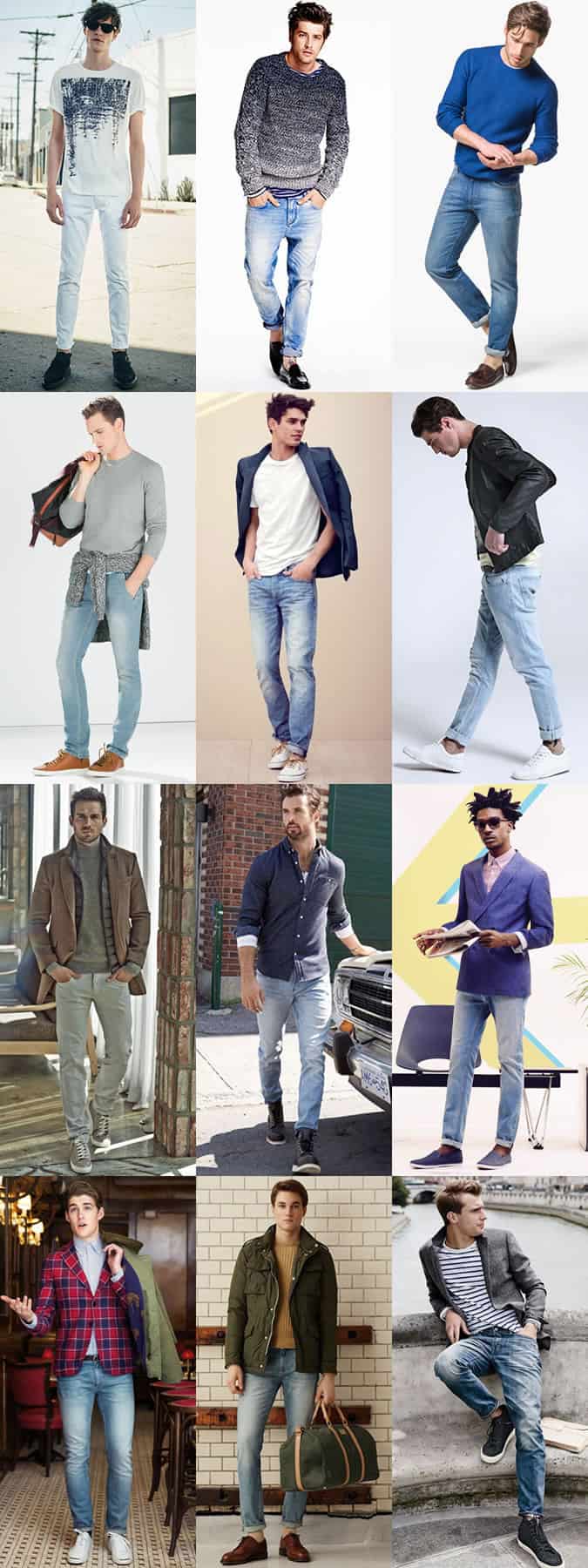 Men's Light Wash Denim Outfit Inspiration Lookbook