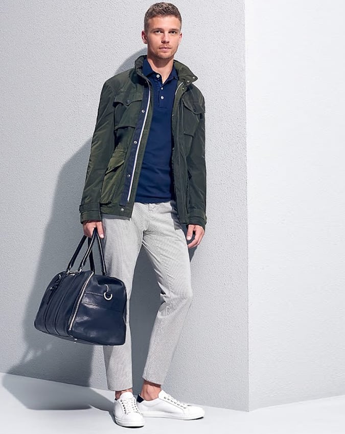 Field Jacket worn with a polo shirt and cropped trousers - summer men's style inspiration