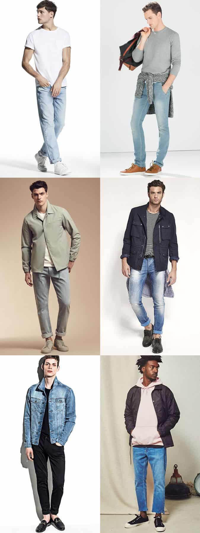 Men's Light Wash Denim Outfit Inspiration Lookbook