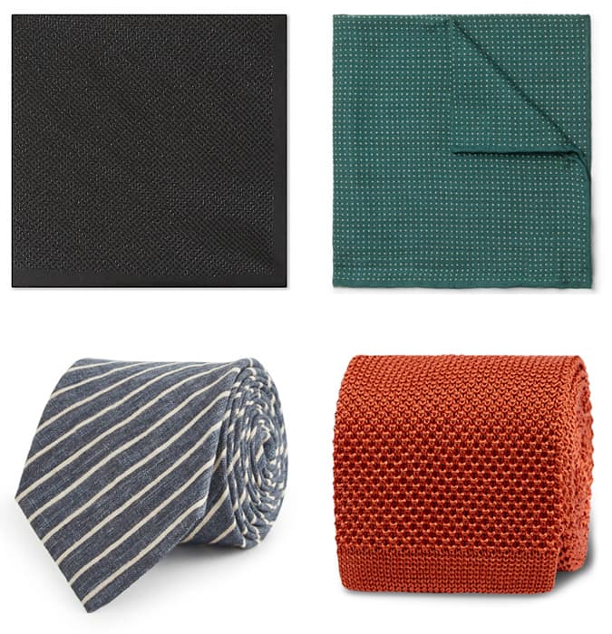 Men's Textured Summer Pocket Squares and Ties