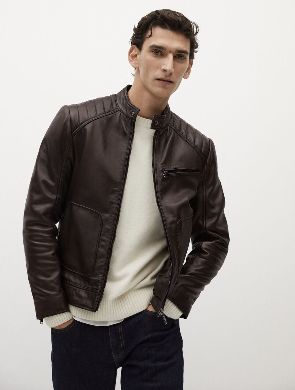 Mango Leather Biker Jacket