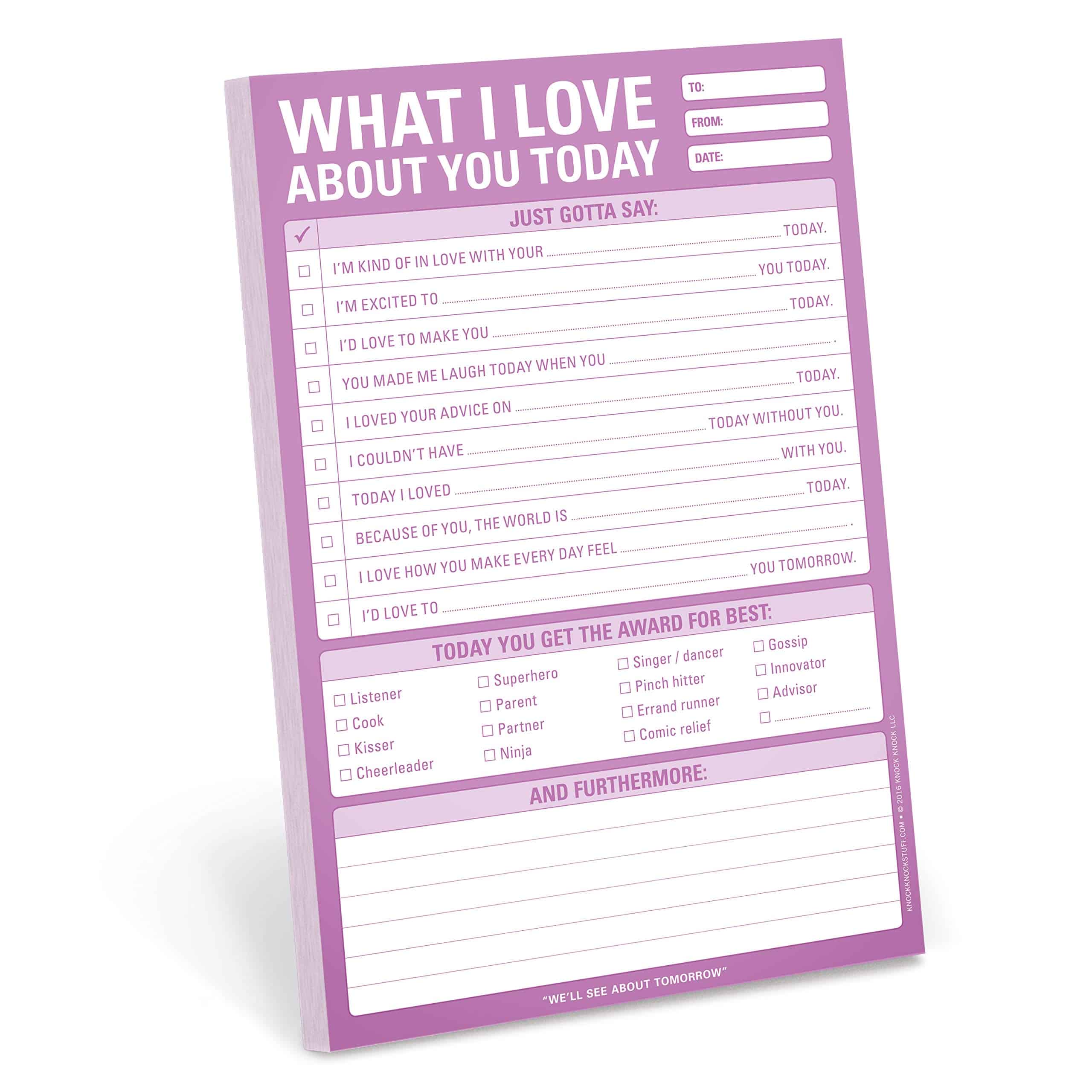 What I Love About You Notepad, Christmas Gifts for Couples 