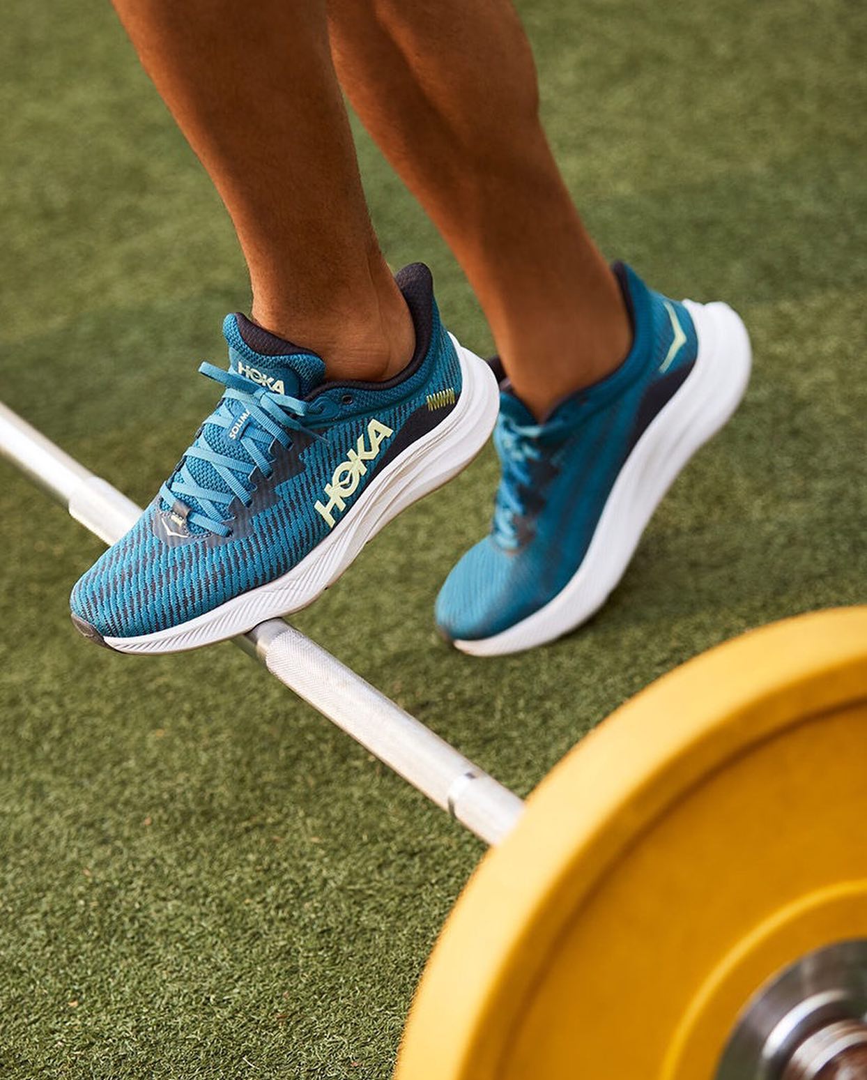 Training shoes and dumbbell