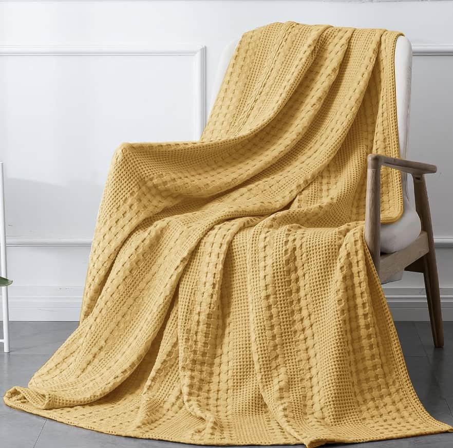 yellow blanket on chair