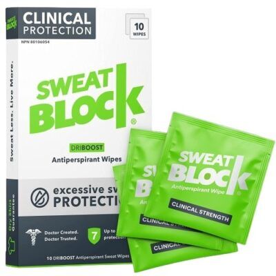 SweatBlock Driboost Antiperspirant Wipes