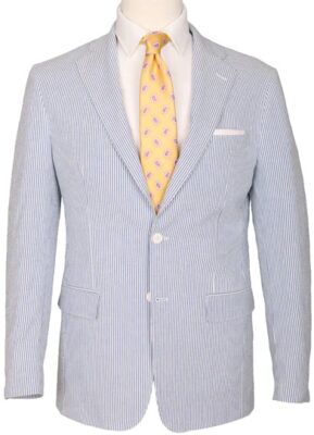 Haspel Sapphire Blue Seersucker Stretch Sport Coat And Pant