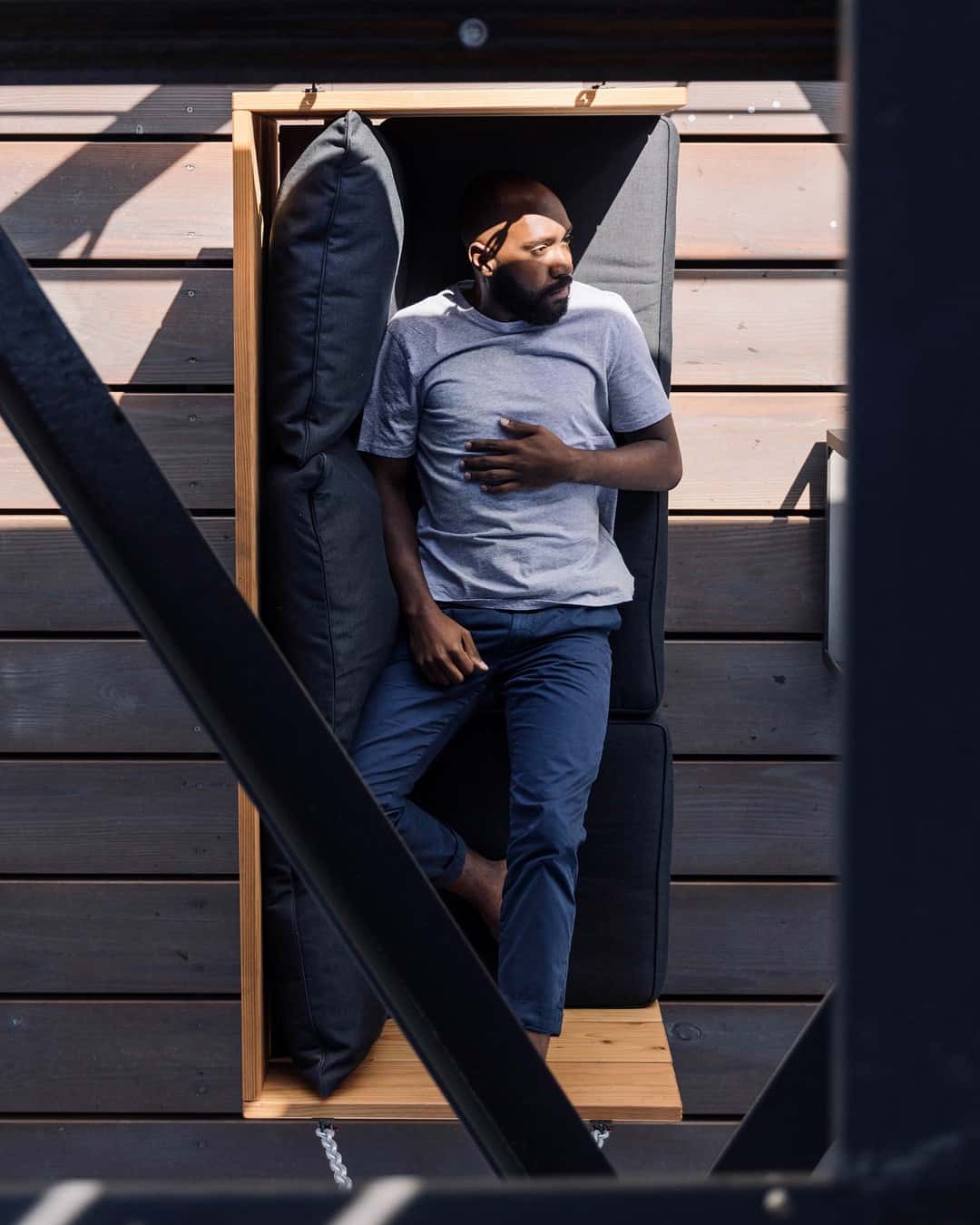 man resting on the couch