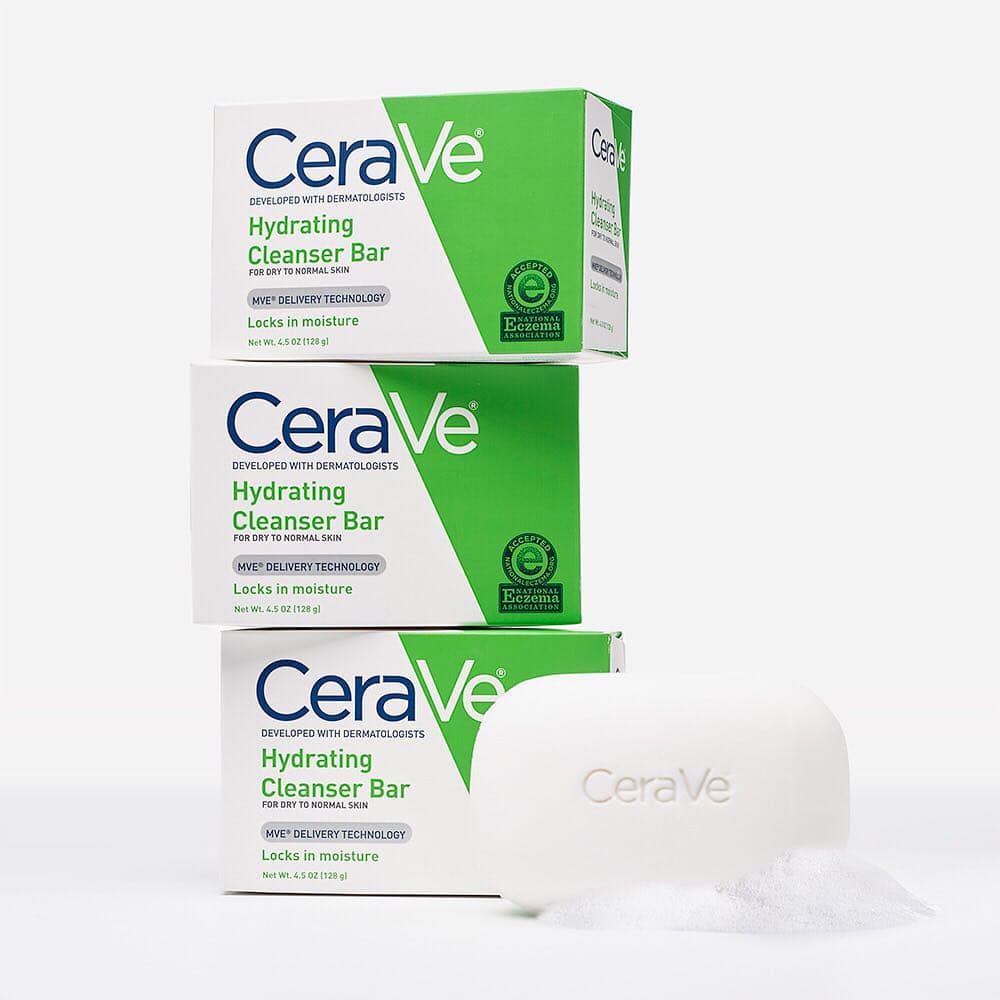 a pile of cerave hydrating cleanser bar