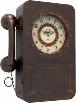 Abdurey Retro Old Telephone Wall Clock with Hidden Safe