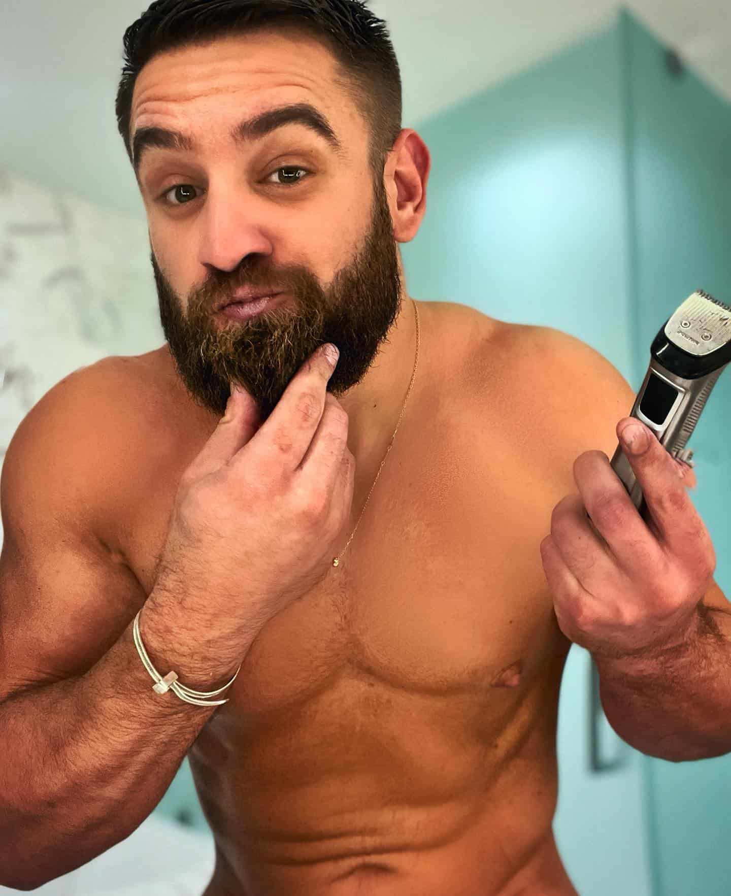 checking beard after trim