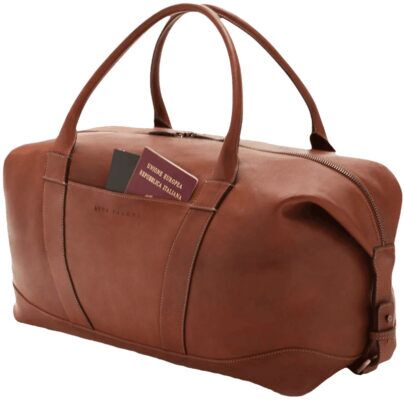 Luca Faloni Leather Weekender Duffel Bag