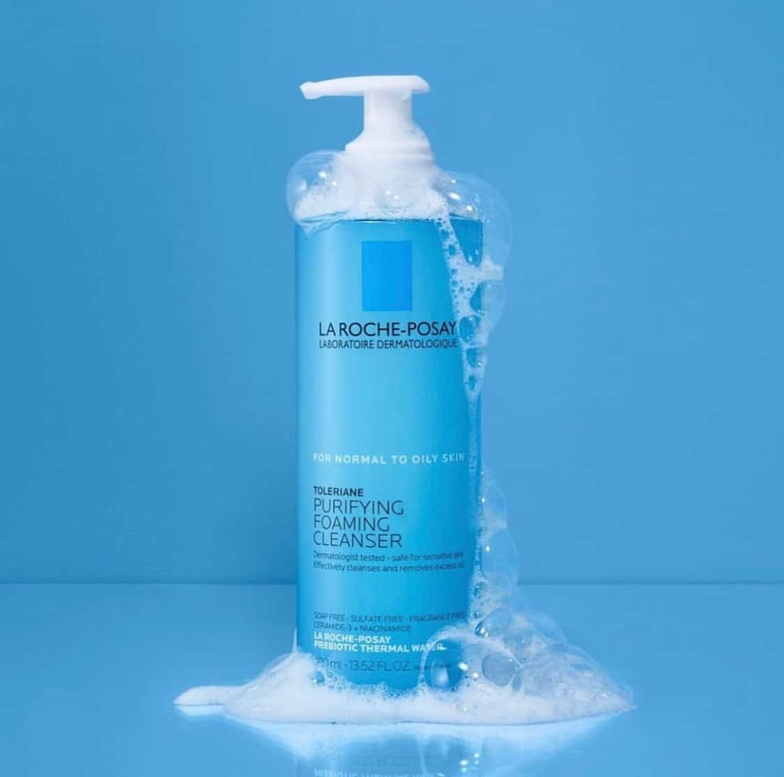 a bottle of la roche-posay purifying foaming cleanser