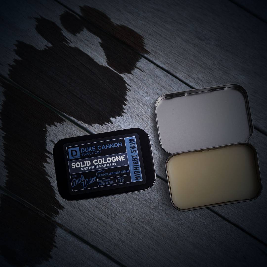 the midnight swim solid cologne by duke cannon