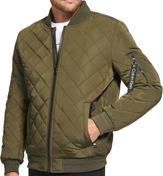 Calvin Klein Men's Quilted Zipper Detail Flight Jacket