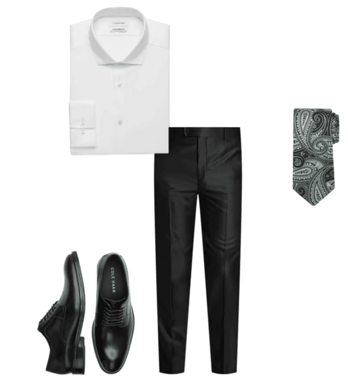 Flat lay of men's clothes from Men's Warehouse to help dress for success 