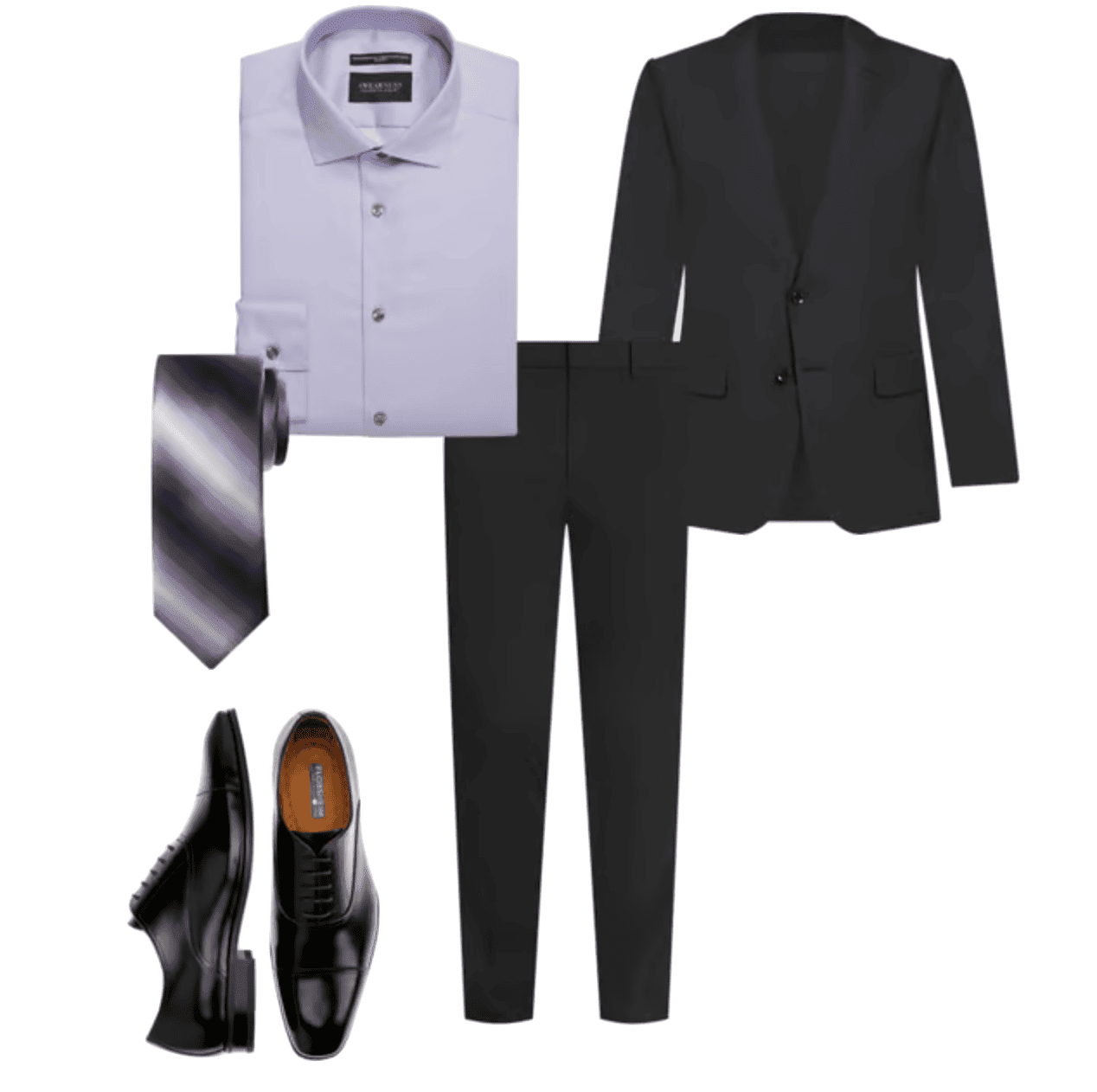 flat lay of clothes from Men's Wearhouse for job interviews