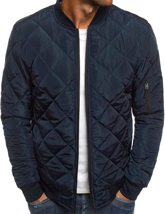 Pretifeel Men’s Diamond Quilted Bomber Jacket