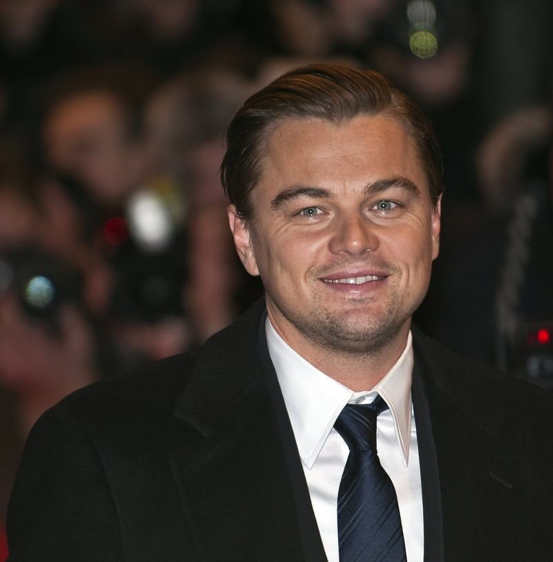 leonardo dicaprio with sideswept hairstyle