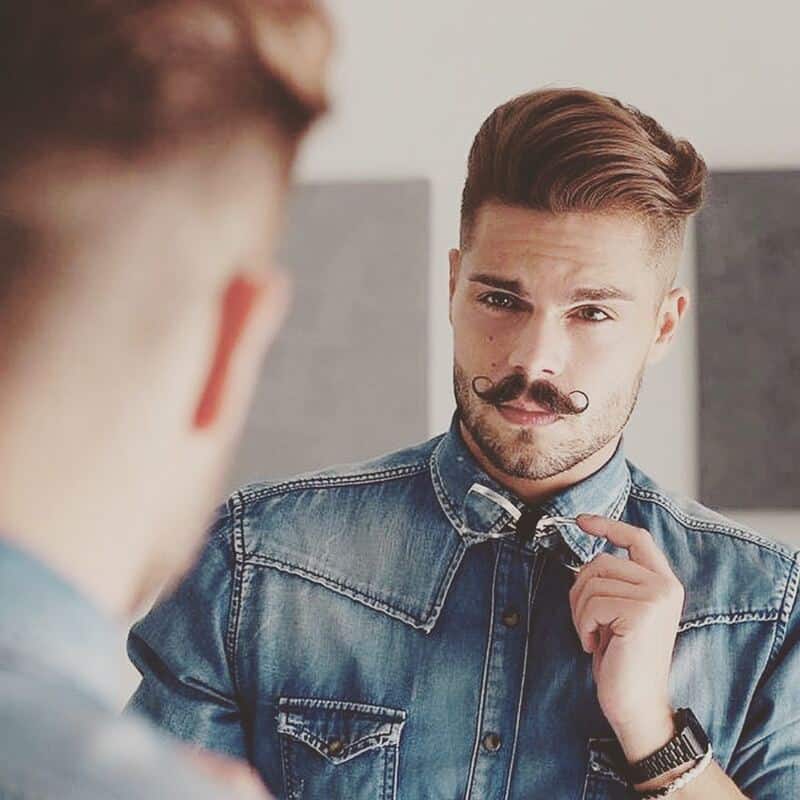 man with side swept hairstyle