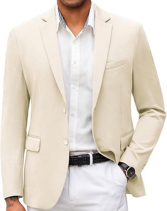 Men's Casual Slim Fit Beige Blazer 