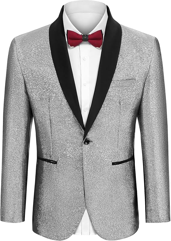 Slim Fit Silver Tuxedo Jacket