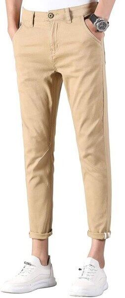 Plaid&Plain Men’s Slim Fit Khaki Pants: best cropped pants for men