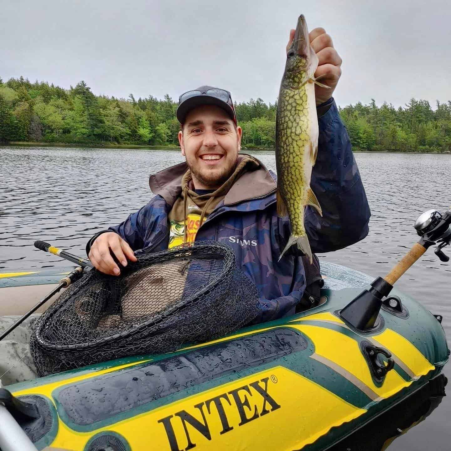 fishing in an inflatable boat