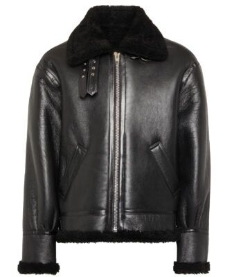 CELINE HOMME Shearling-Lined Textured-Leather Bomber Jacket