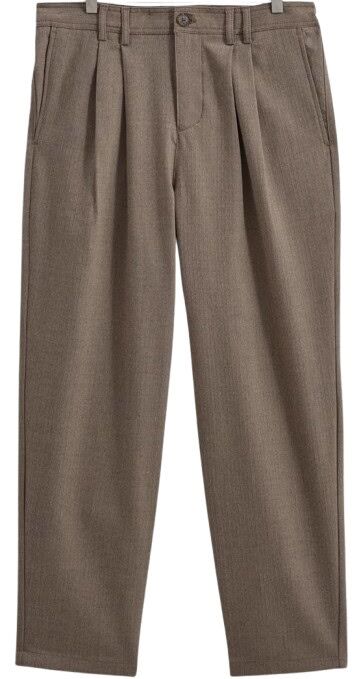 Wax London Raleigh Herringbone Pleated Trousers: best wool trousers