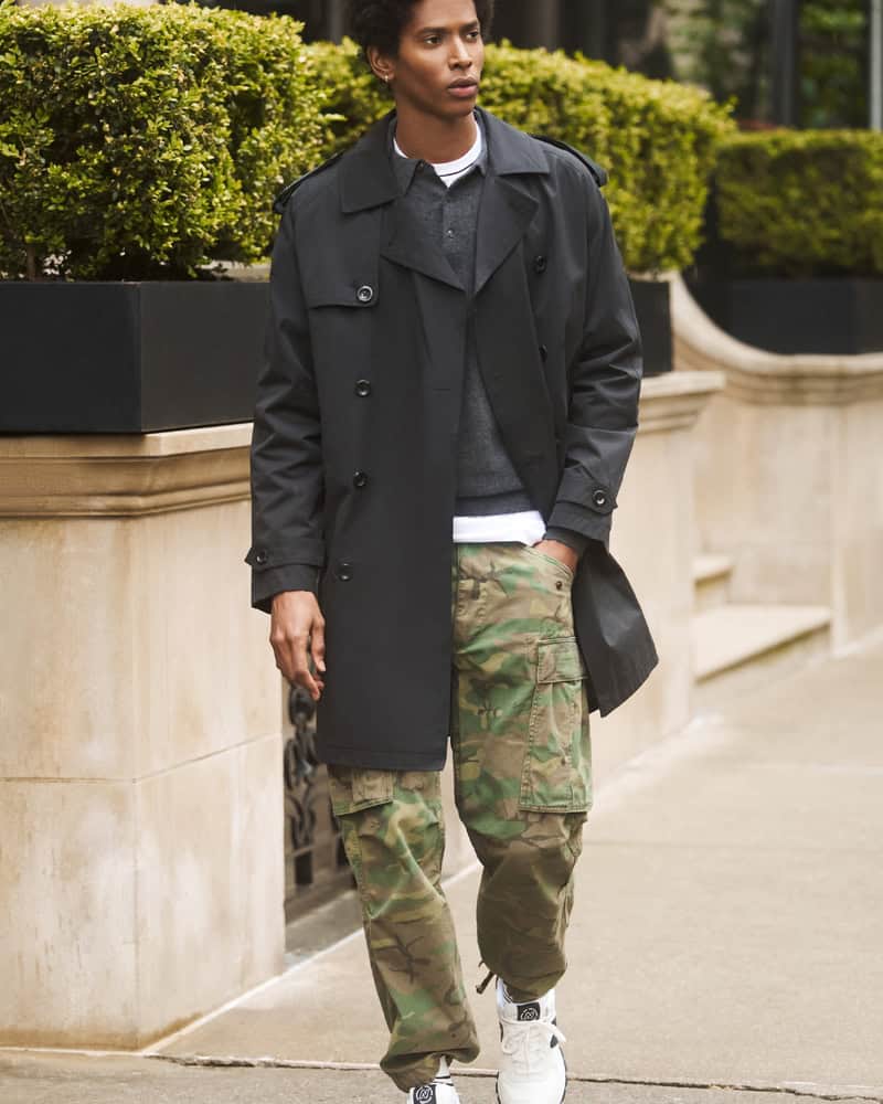 man wearing the Double Breasted Trench Coat by London Fog